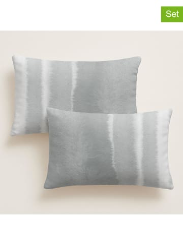 Pierre Cardin Paris 2er-Set: Perkal-Kissenhüllen in Grau