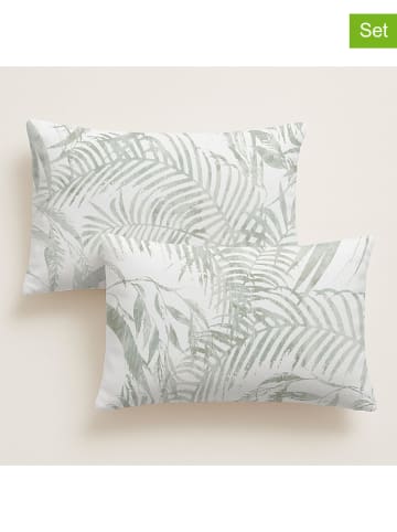 Pierre Cardin Paris 2-delige set: perkal kussenhoezen groen/wit