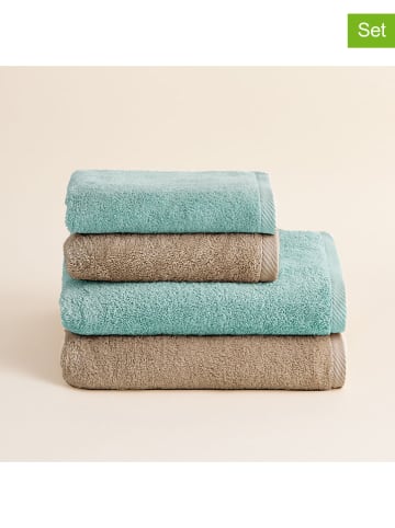 Pierre Cardin Paris 4-częściowy zestaw ręczników "Serenity" w kolorze turkusowo-jasnobrązowym