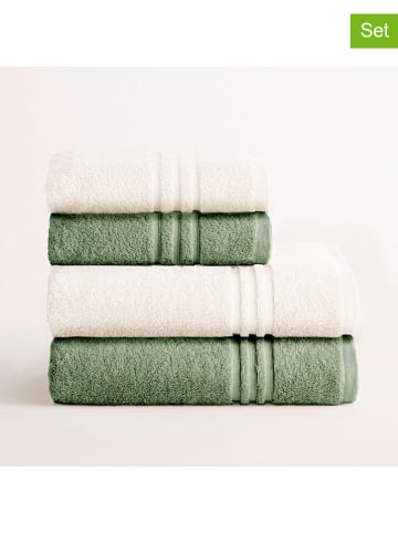 Pierre Cardin Paris 4tlg. Handtuchset "Premium" in Grün/ Weiß