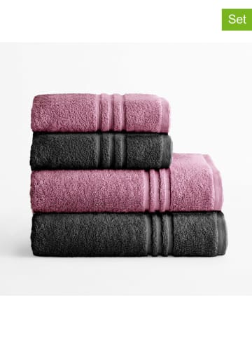 Pierre Cardin Paris 4-delige handdoekenset "Premium" zwart/paars