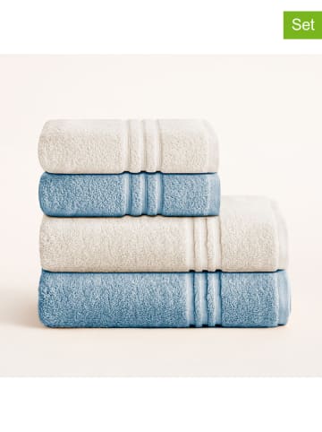 Pierre Cardin Paris 4tlg. Handtuchset "Premium" in Blau/ Weiß