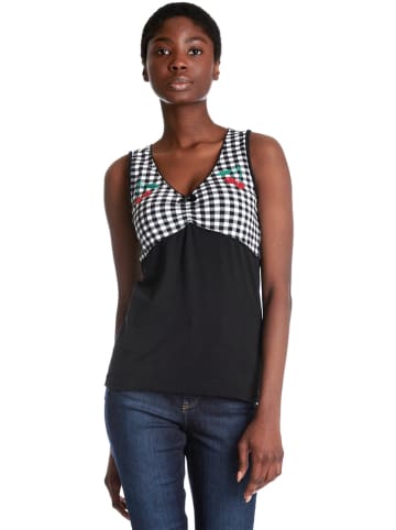Pussy Deluxe Top "Vichy Cherry" zwart/wit