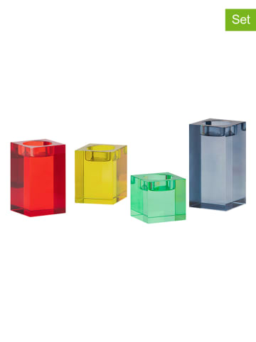 Remember 4er-Set: Teelichthalter "Vela" in Bunt - (H)12 cm