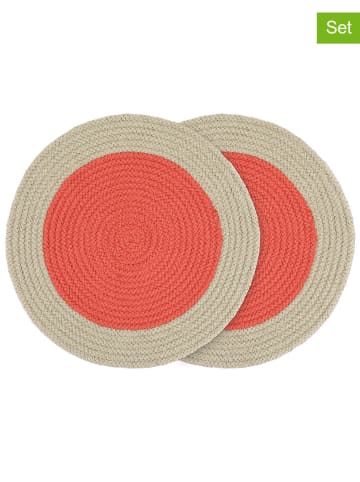 Remember Podkładki stołowe (2 szt.) w kolorze czerwono-beżowym - Ø 38 cm