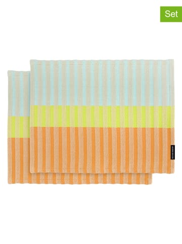 Remember 2-delige set: placemats "Ben" lichtblauw/lichtgroen/oranje - (L)43,5 x (B)32 cm