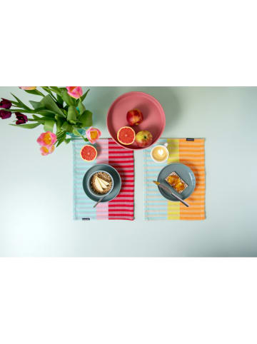Remember 2-delige set: placemats "Ben" lichtblauw/lichtgroen/oranje - (L)43,5 x (B)32 cm