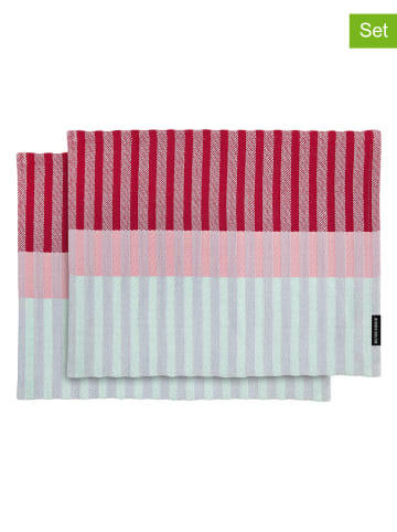 Remember 2-delige set: placemats "Vivi" rood/lichtroze/mintgroen - (L)43,5 x (B)32 cm