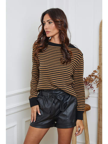 So Cachemire Pullover "Dweg" in Hellbraun/ Schwarz