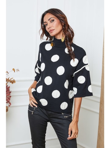 So Cachemire Pullover "Fuzia" in Schwarz/ Weiß