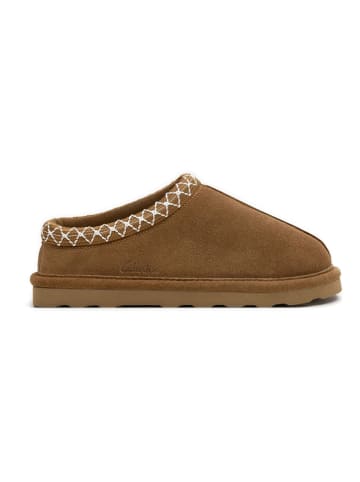 Clarks Leder-Hausschuhe in Hellbraun