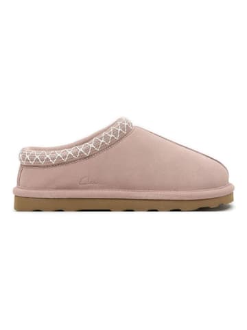 Clarks Leder-Hausschuhe in Rosa