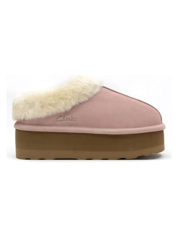 Clarks Leder-Hausschuhe in Rosa