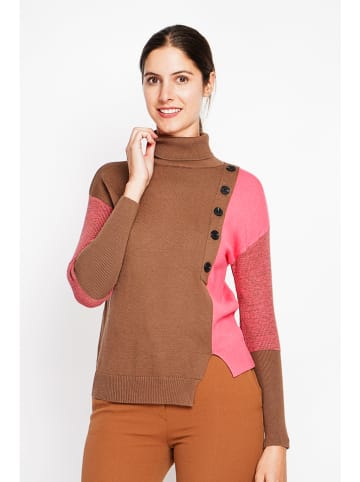 ASSUILI Pullover in Hellbraun/ Rosa