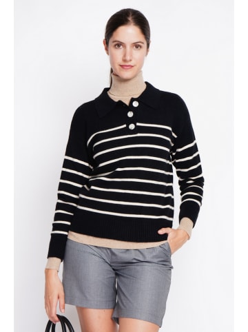 ASSUILI Pullover in Schwarz/ Weiß