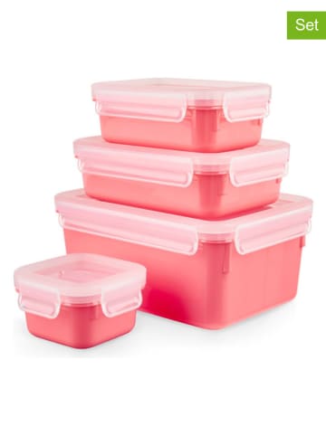 Emsa Pojemniki (4 szt.) "Clip & Close" w kolorze koralowym na żywność