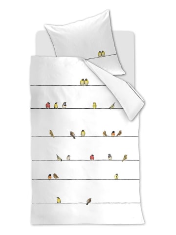 Beddinghouse Flanellen beddengoedset "Tweet" wit/meerkleurig