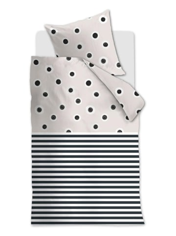 Beddinghouse Komplet pościeli "Stripe and Eye" w kolorze kremowo-czarnym