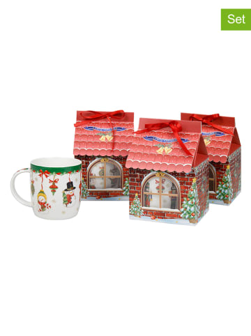 Könitz 4er-Set: Tassen ''Weihnachtshäuschen'' in Weiß/ Bunt - 400 ml