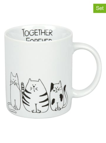 Könitz 2-delige set: koffiekoppen "Funny cats" wit/zwart - 330 ml