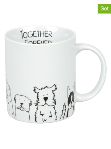Könitz 2-delige set: koffiekoppen "Funny dogs" wit/zwart - 330 ml