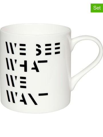 Könitz Kubki (2 szt.) "We See What We Want" w kolorze biało-czarnym do kawy - 385 ml