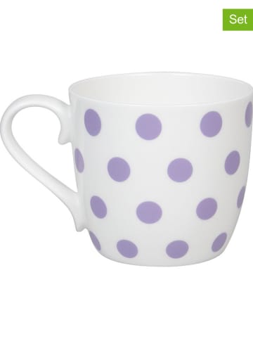Könitz 2-delige set: mokken "Dots" wit/paars - 425 ml