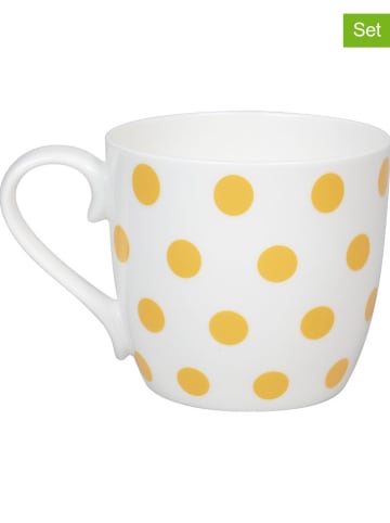 Könitz 2-delige set: mokken "Dots" wit/geel - 425 ml