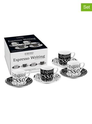 Könitz Filiżanki (4 szt.) "Writing" w kolorze czarno-białym do espresso - 85 ml