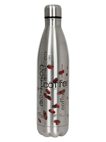 Könitz Trinkflasche ''Coffee Collage'' in Silber/ Braun - 750 ml