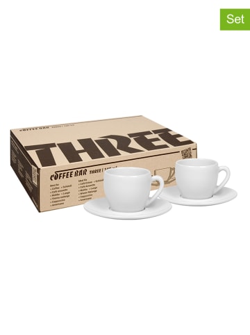 Könitz 2-delige set: koffiekoppen met schotels "Three" wit - 140 ml