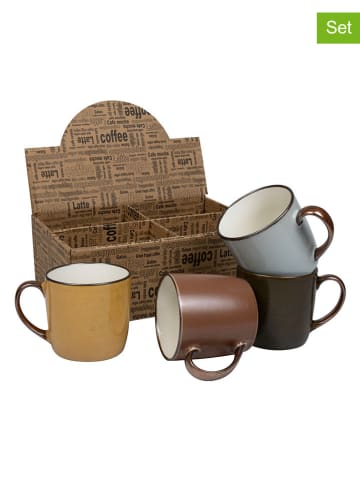 Könitz 4-delige set: koffiekoppen "Just Coffee" lichtbruin/bruin/grijs - 255 ml