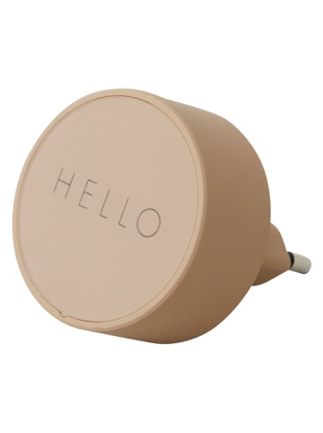 Design Letters Ladestecker "Hello" in Beige - Ø 4,5 cm