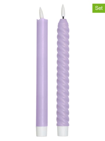 Design Letters 2-delige set: ledkaarsen paars - (H)24 cm