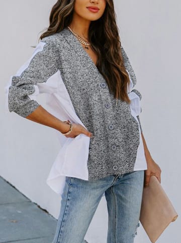 Milan Kiss Bluse in Creme/ Grau