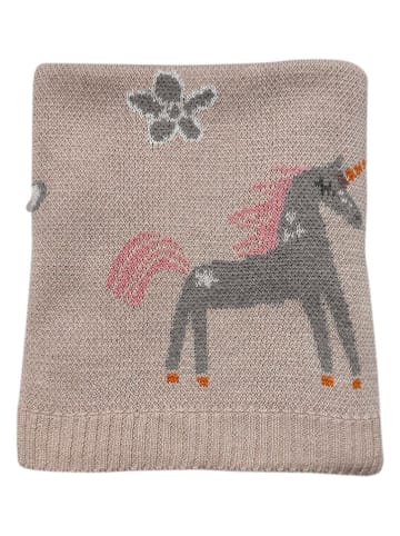 Kaiser Naturfellprodukte Kocyk dzianinowy "Unicorn" w kolorze jasnobrązowym - 80 x 100 cm