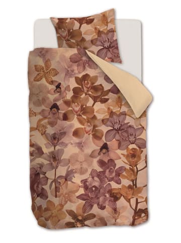 Beddinghouse Satin-Bettwäsche-Set "Orchid" in Lila/ Beige