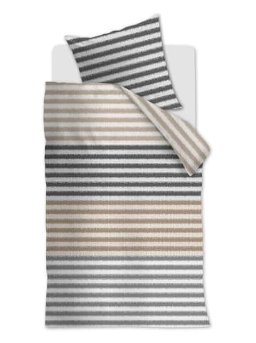 Beddinghouse Satin-Bettwäsche-Set "Misha" in Beige/ Anthrazit