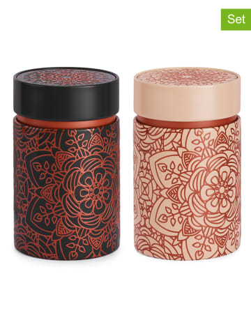 Eigenart 2-delige set: theecontainers "Mandala" oranje/zwart/beige- 150 g