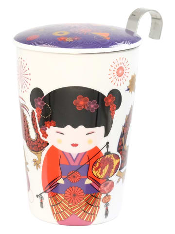 Eigenart Theekop Theekop "Teaeve - Sweet Little Geisha" wit/rood/zwart - 350 ml