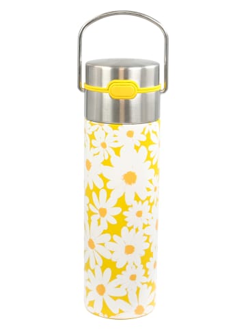 Eigenart Roestvrijstalen theefles "Leeza - Daisy" geel/wit - 500 ml