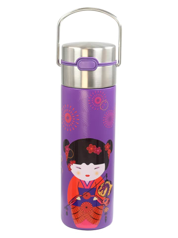 Eigenart Roestvrijstalen theefles "Leeza - Sweet Little Geisha" paars/rood - 500 ml