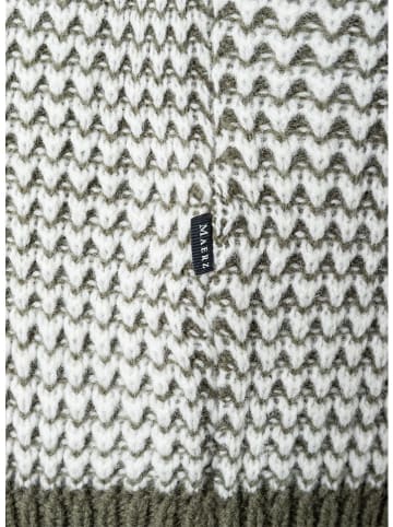 Maerz Muenchen Wełniany sweter w kolorze ciemnozielono-białym