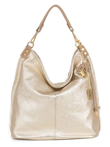 Anna Morellini Leder-Schultertasche "Greta" in Gold - (B)34 x (H)38 x (T)17 cm