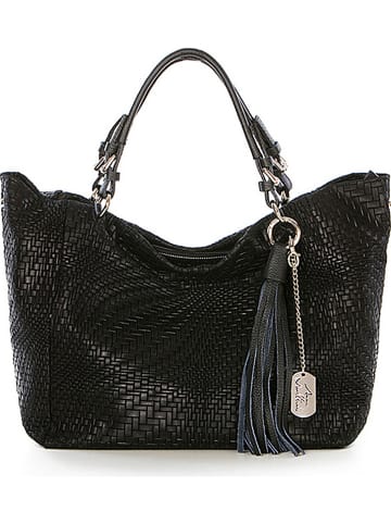 Anna Morellini Leder-Shopper "Solana" in Schwarz - (B)42 x (H)30 x (T)20 cm