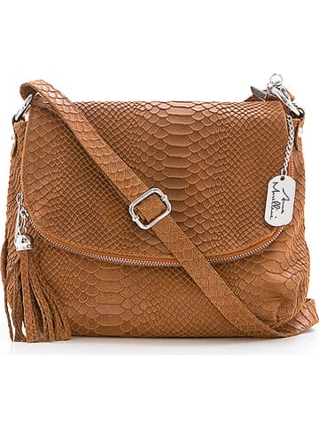 Anna Morellini Leren schoudertas "Elena" lichtbruin - (B)28 x (H)20 x (D)8 cm