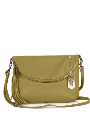 Anna Morellini Leren schoudertas "Alice" in Olive - (B)22 x (H)18 x (D)2 cm