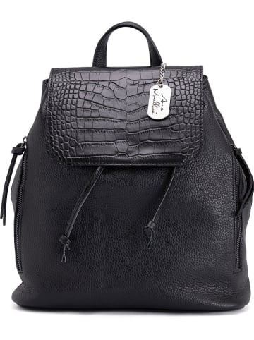 Anna Morellini Leder-Rucksack "Amedea" in Schwarz - (B)29 x (H)32 x (T)12 cm