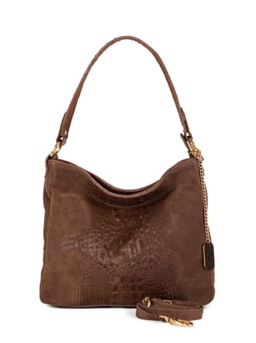 Anna Morellini Leder-Schultertasche "Linda" in Braun - (B)29 x (H)24 x (T)8 cm