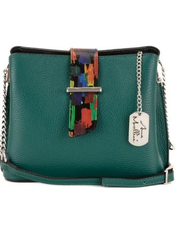 Anna Morellini Leren schoudertas "Vida" donkergroen - (B)22 x (H)17 x (D)10 cm